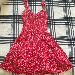 Lulus red white floral double lined sundress size small new without tags
